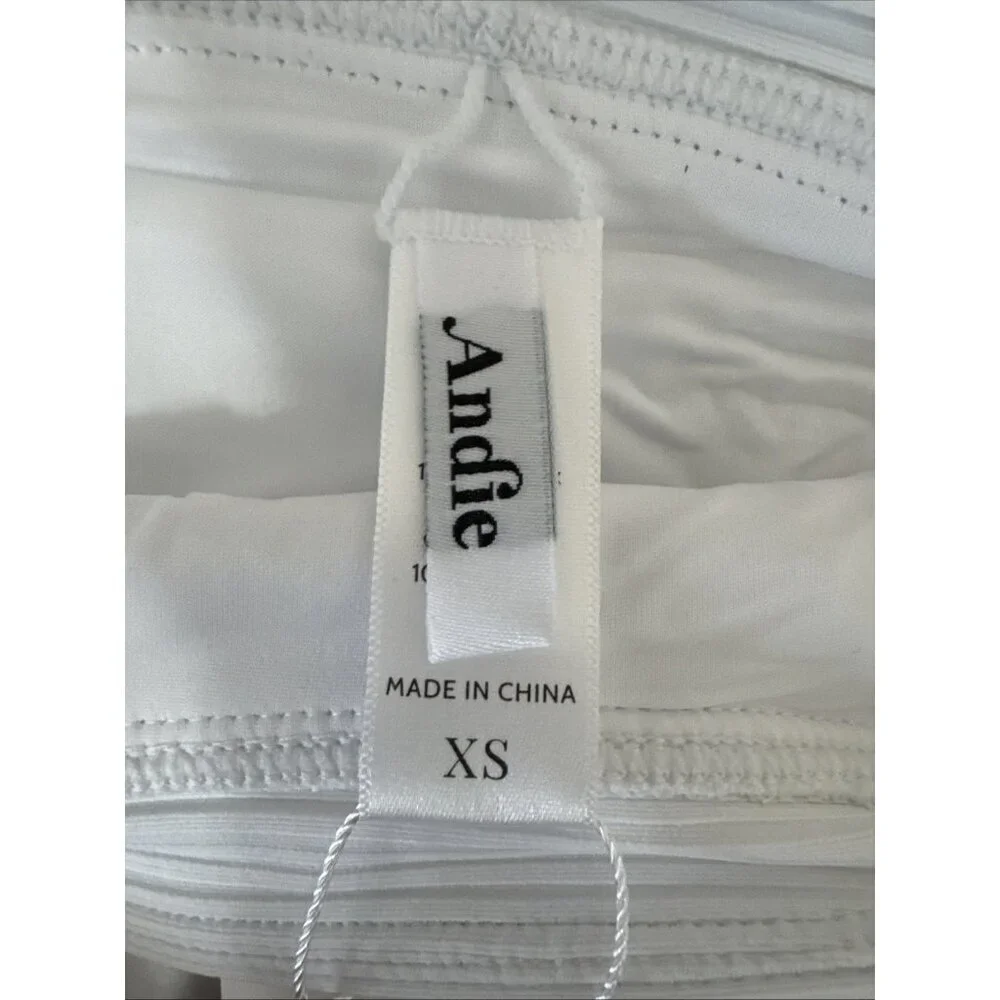 Andie Women's XS Banded Cheeky Rib Swim Bottom Bikini‎ White NWT